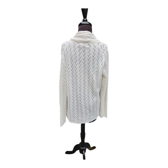 Susan Graver Cream Shimmer Open Front Knit Cardigan Sweater Women's Size XSmall - Picture 2 of 6
